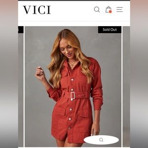 Vici denim terracotta mini dress Large new